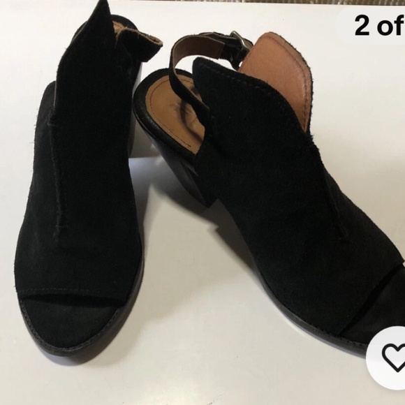 rye Courtney Black Suede Peep Toe Slingback Booties Size 9B Made in Mexico - Picture 2 of 7